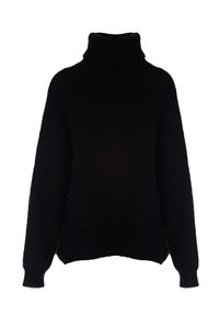 Born2be - Czarny Golf Oversize Out Of This World. Okazja: na co dzień, na spacer. Typ kołnierza: golf. Kolor: czarny. Materiał: skóra, wiskoza, jeans. Styl: klasyczny, casual #5