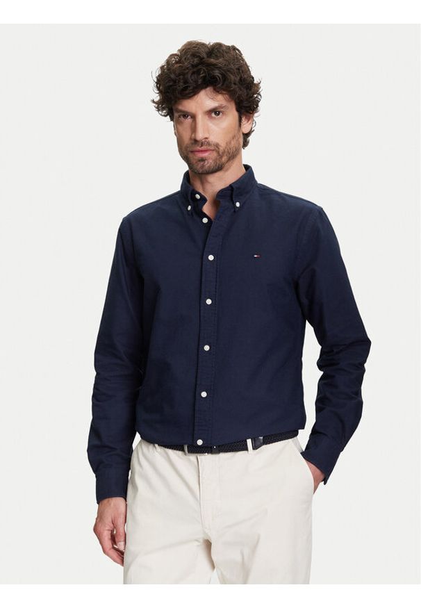 TOMMY HILFIGER - Tommy Hilfiger Koszula Solid Heritage MW0MW35774 Granatowy Regular Fit. Kolor: niebieski. Materiał: bawełna