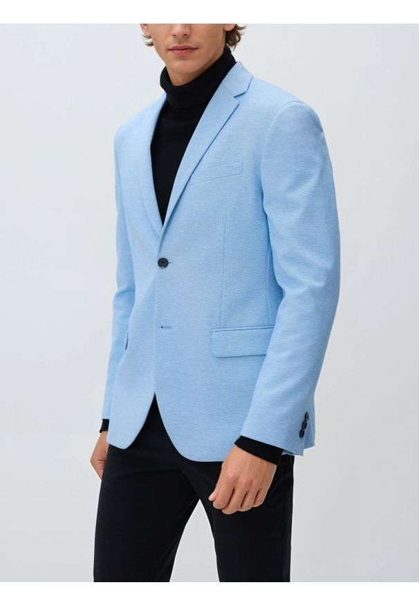 Reserved - Marynarka slim fit - niebieski. Kolor: niebieski. Materiał: wiskoza, dzianina