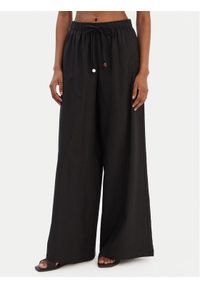 Seafolly Spodnie materiałowe Palermo 55549-PA Czarny Wide Leg. Kolor: czarny. Materiał: wiskoza, len #1