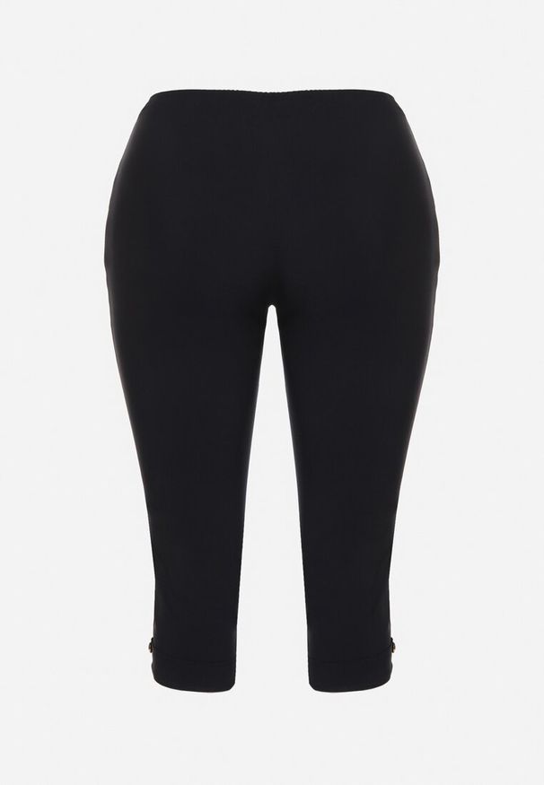 Born2be - Granatowe Spodnie z Wiskozą i Ozdobnymi Guzikami Lireza. Okazja: na co dzień. Kolor: niebieski. Materiał: wiskoza. Styl: klasyczny, casual