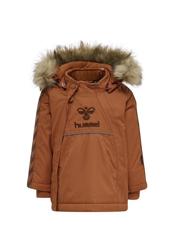 Kurtka przeciwdeszczowa z kapturem dla dziewczynki Hummel Jessie Tex. Typ kołnierza: kaptur. Kolor: wielokolorowy, brązowy, zielony