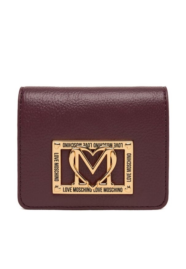 Love Moschino - LOVE MOSCHINO Mały Portfel Damski JC5604PP1NLI0552 Bordowy. Kolor: czerwony. Materiał: skóra