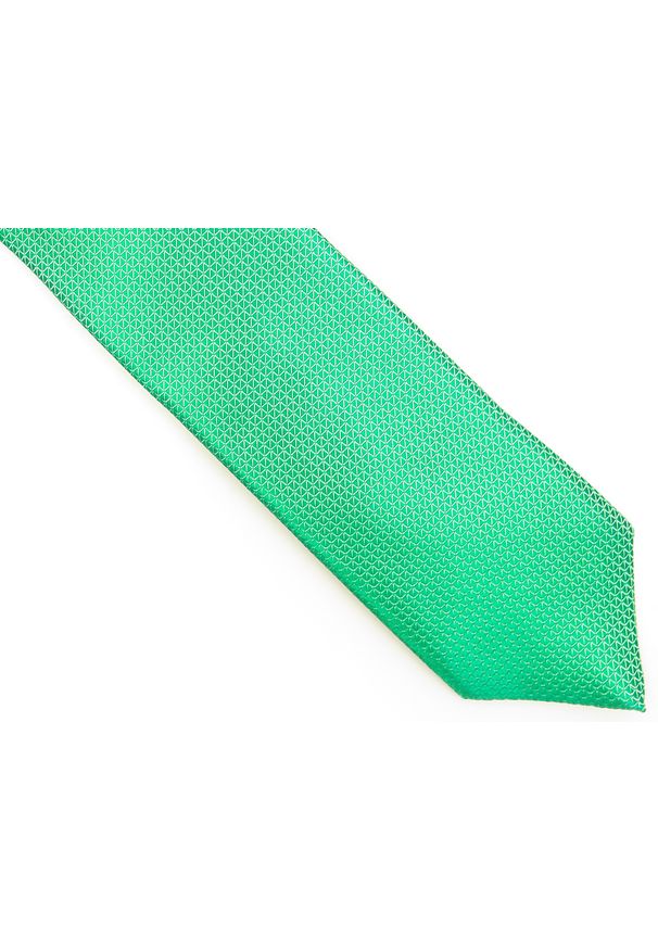 Modini - ZIelony krawat męski w mikrowzór D182. Kolor: zielony. Materiał: mikrofibra, tkanina