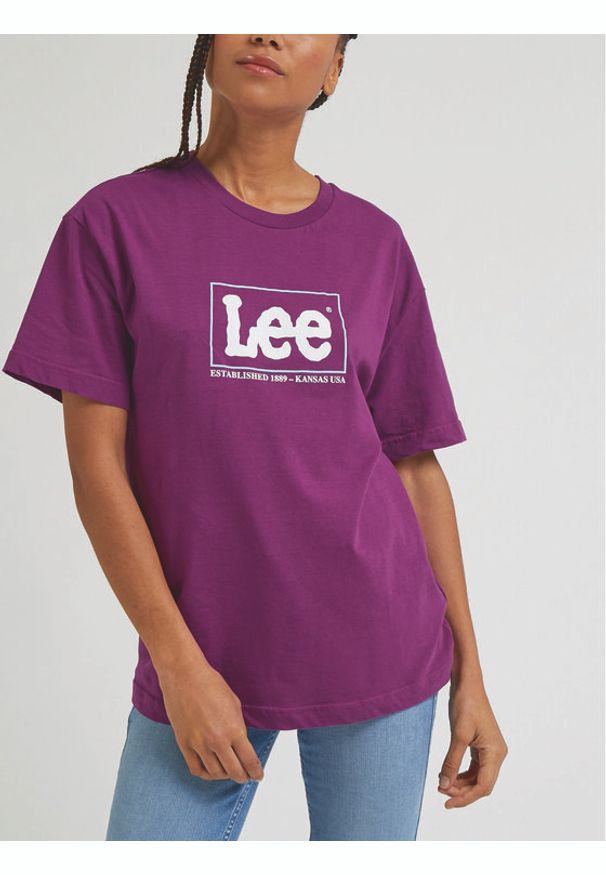 Lee T-Shirt L43UEPA10 112330439 Fioletowy Regular Fit. Kolor: fioletowy. Materiał: bawełna