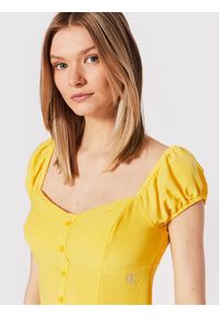 Calvin Klein Jeans Sukienka codzienna J20J218848 Żółty Regular Fit. Okazja: na co dzień. Kolor: żółty. Materiał: syntetyk. Typ sukienki: proste. Styl: casual #5