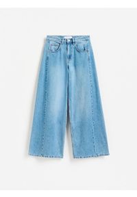 Reserved - Jeansy wide leg soft - niebieski. Kolor: niebieski #1