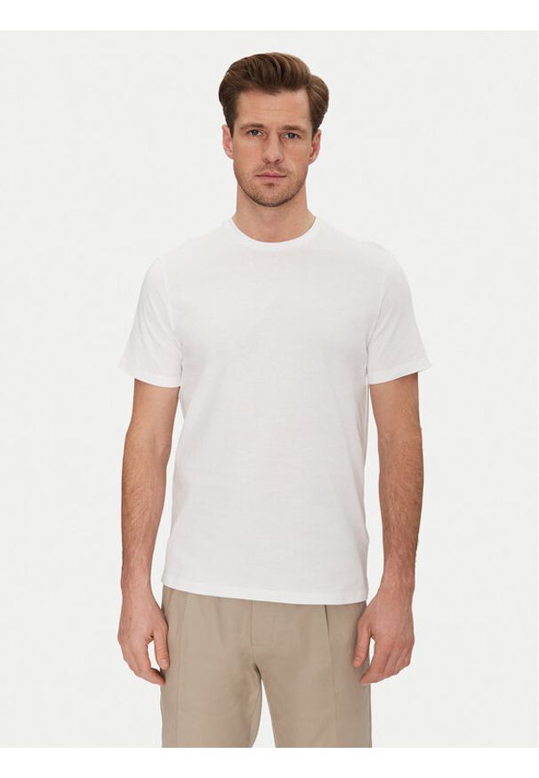 Calvin Klein Jeans T-Shirt LV040HM265 Biały Regular Fit. Kolor: biały. Materiał: bawełna