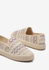 Born2be - Beżowe Espadryle na Plecionej Podeszwie z Metaliczną Nicią Panirel. Okazja: na co dzień. Kolor: beżowy. Styl: casual, boho #2