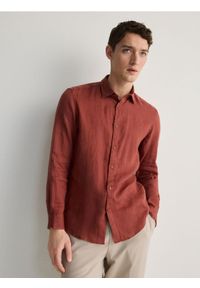 Reserved - Lniana koszula regular fit - intenstywna czerwień. Kolor: czerwony. Materiał: len #1