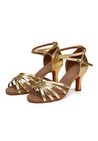 BURTAN - Buty do tańca damskie salsa taniec towarzyski Burtan Havana 7 cm. Kolor: żółty. Sport: taniec