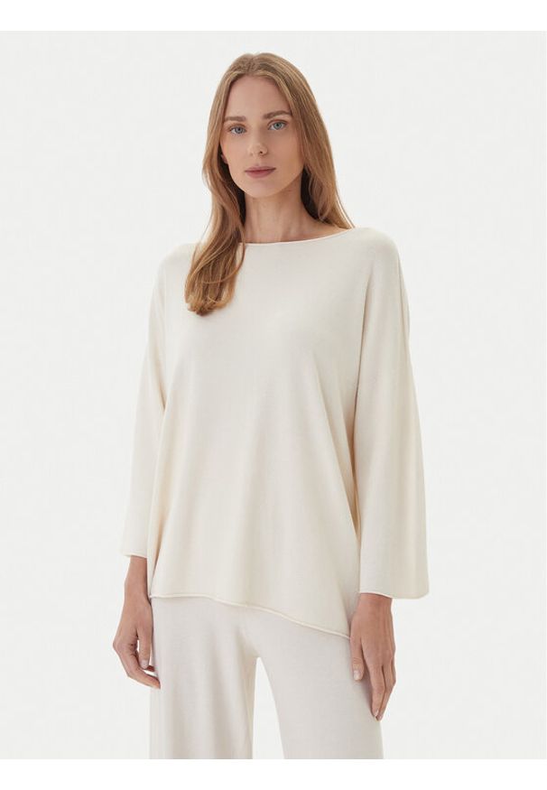 Kontatto Sweter 3M0801C Écru Regular Fit. Kolor: kremowy. Materiał: syntetyk, wiskoza