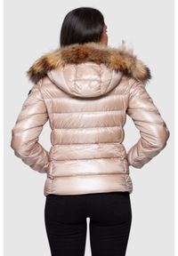 Hetrego - HETREGO Beżowa damska puchowa kurtka Holly z odczepianym kapturem, Rozmiar 40 EU - 44 IT. Kolor: beżowy. Materiał: puch #3