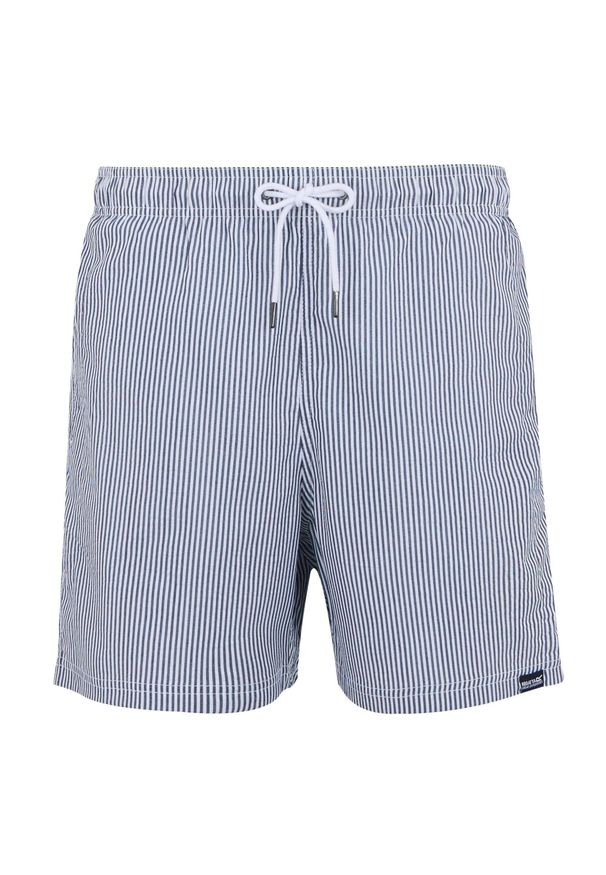 Regatta - Męskie Spodenki Kąpielowe Loras Stripe Seersucker. Kolor: niebieski. Styl: sportowy