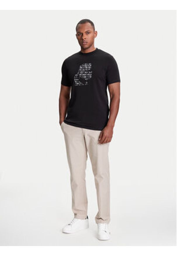 Karl Lagerfeld - KARL LAGERFELD T-Shirt 755042 553235 Czarny Regular Fit. Typ kołnierza: dekolt w karo. Kolor: czarny. Materiał: bawełna