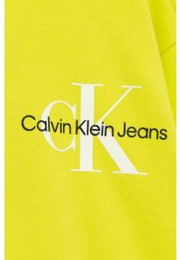 Calvin Klein Jeans bluza dziecięca kolor zielony z nadrukiem. Kolor: zielony. Wzór: nadruk