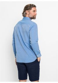 Koszula męska biznesowa w deseń w jodełkę bonprix niebieski wzorzysty. Okazja: na spotkanie biznesowe. Kolor: niebieski. Wzór: jodełka. Styl: biznesowy #5