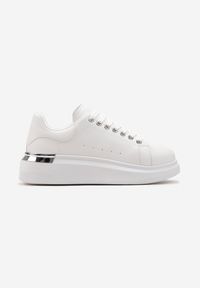 Renee - Białe Sneakersy na Platformie z Metaliczną Wstawką Sissis. Okazja: na co dzień. Kolor: biały. Obcas: na platformie #4