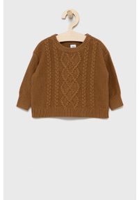 GAP Sweter bawełniany dziecięcy kolor brązowy. Kolor: brązowy. Materiał: bawełna. Wzór: ze splotem