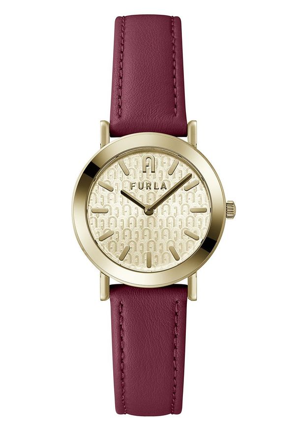 Furla Zegarek damski kolor bordowy. Kolor: czerwony. Materiał: materiał, skóra