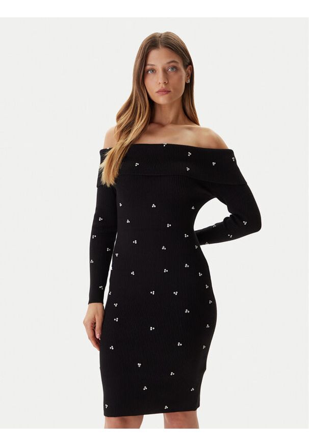 Guess Sukienka dzianinowa W5BK64 Z2YJ2 Czarny Slim Fit. Kolor: czarny. Materiał: syntetyk