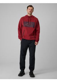 4f - 4F Bluza dresowa regular z kapturem męska - czerwona M. Okazja: na co dzień. Typ kołnierza: kaptur. Kolor: czerwony. Materiał: dresówka. Wzór: gładki. Styl: casual #2