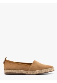 Ryłko - Rude espadryle damskie. Nosek buta: okrągły. Kolor: brązowy. Materiał: welur, skóra. Styl: street