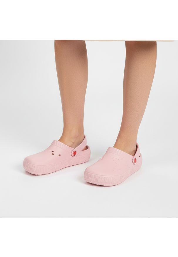 Big-Star - Klapki damskie Big Star, cholewka z tworzywa wsuwana konstrukcja profilowana wkładka gruba podeszwa, róż, II375007. Okazja: na plażę. Kolor: różowy. Sezon: lato. Styl: elegancki