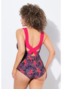 ULLA POPKEN - Damski Strój kąpielowy papugi miękkie miseczki. Kolekcja: plus size. Kolor: czarny. Materiał: elastan, poliamid, materiał