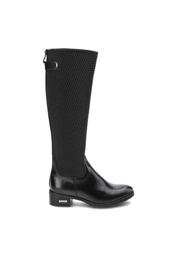 Czarne Kozaki Simen Damskie Eleganckie Buty Zimowe. Kolor: czarny. Materiał: materiał, skóra. Szerokość cholewki: normalna. Sezon: zima. Obcas: na obcasie. Styl: elegancki. Wysokość obcasa: niski