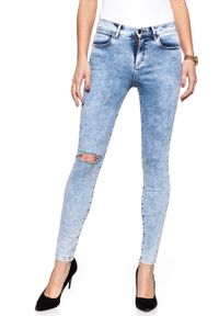 Wrangler - WRANGLER HIGH RISE SKINNY WROCK BLUE W27HSV24S. Stan: podwyższony. Wzór: aplikacja #3