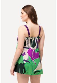ULLA POPKEN - Damska Sukienka Kąpielowa palmy miękkie miseczki podszewka Powermesh. Kolekcja: plus size. Kolor: pomarańczowy. Materiał: poliester, elastan, poliamid, materiał