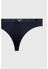 Emporio Armani Underwear stringi 2-pack kolor granatowy. Kolor: niebieski. Materiał: materiał #2