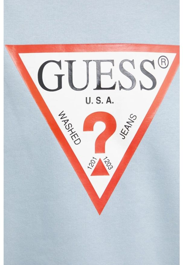 Guess - GUESS Błękitna damska bluza Original, Rozmiar L. Kolor: niebieski