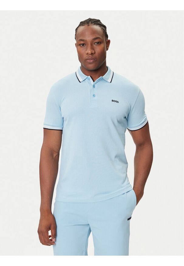 BOSS Polo Paddy 50469055 Błękitny Regular Fit. Typ kołnierza: polo. Kolor: niebieski. Materiał: bawełna
