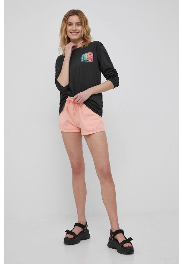 Roxy szorty damskie kolor pomarańczowy gładkie medium waist. Okazja: na co dzień. Kolor: pomarańczowy. Materiał: dzianina. Wzór: gładki. Styl: casual