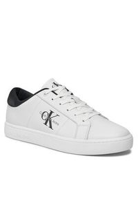 Calvin Klein Jeans Sneakersy Classic Cupsole Low Laceup Lth YM0YM00864 Beżowy. Kolor: biały. Materiał: skóra #4