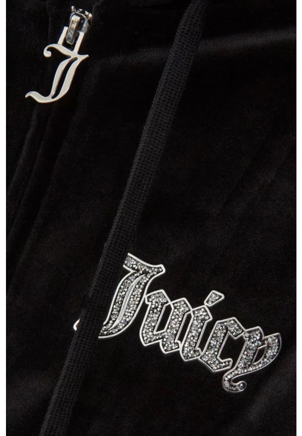 Juicy Couture - JUICY COUTURE Czarna damska bluza Robertson Caviar Hoodie, Rozmiar L. Kolor: czarny