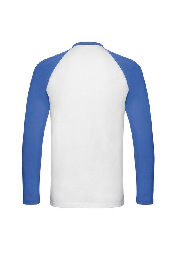 FRUIT OF THE LOOM - Męska Koszulka Baseballowa Z Długim Rękawem Valueweight. Kolor: biały, wielokolorowy, niebieski. Długość rękawa: długi rękaw. Długość: długie