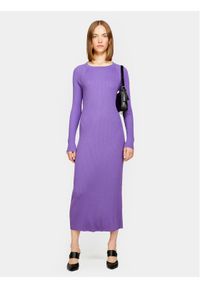 Sisley Sukienka dzianinowa 1B7YMV00M Fioletowy Slim Fit. Kolor: fioletowy. Materiał: syntetyk #1