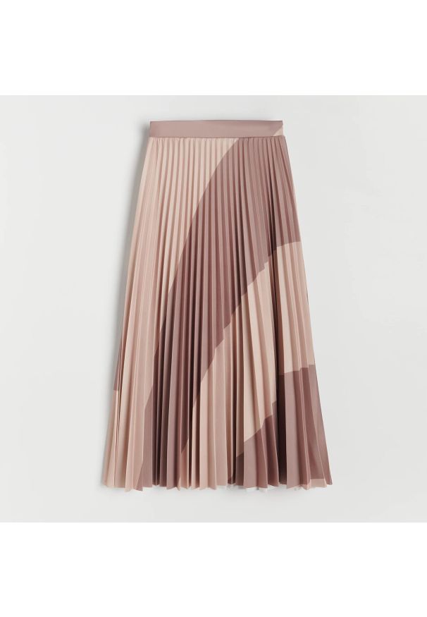 Reserved - Plisowana spódnica midi - Beżowy. Kolor: beżowy