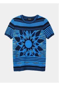 Desigual T-Shirt Sun Blue 24SWTK74 Niebieski Regular Fit. Kolor: niebieski. Materiał: bawełna #5