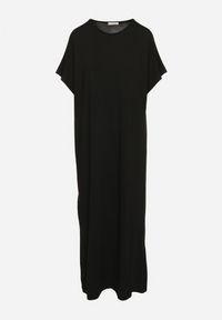 Born2be - Czarna Sukienka Wiskozowa o Pudełkowym Kroju z Rozcięciem Vimerina. Typ kołnierza: dekolt w łódkę. Kolor: czarny. Materiał: wiskoza #5