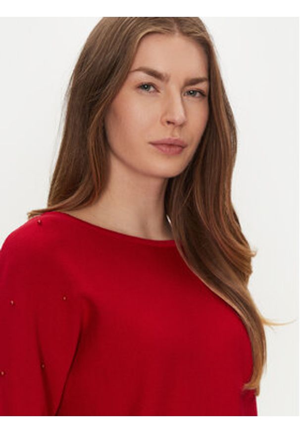 Tatuum Sweter Perlo T2424.090B Czerwony Regular Fit. Kolor: czerwony. Materiał: wiskoza, syntetyk