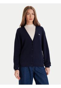Lacoste Kardigan AF4143 Granatowy Regular Fit. Kolor: niebieski. Materiał: bawełna