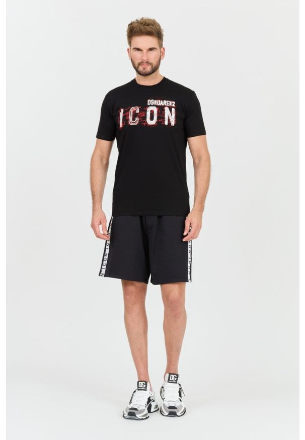DSQUARED2 Czarny męski t-shirt Icon Scribble Cool Fit Tee, Rozmiar XL. Kolor: czarny