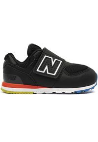 Buty niemowlęce New Balance NW574KIF – czarne. Okazja: na co dzień. Zapięcie: rzepy. Kolor: czarny. Materiał: guma, materiał, syntetyk. Szerokość cholewki: normalna. Model: New Balance 574. Sport: turystyka piesza