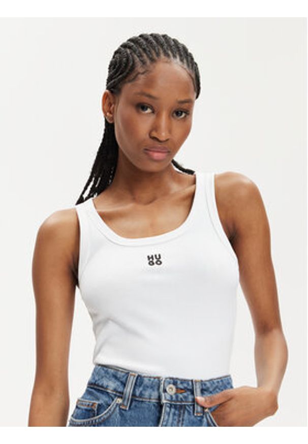 Hugo Top Datamia 50514489 Biały Slim Fit. Kolor: biały. Materiał: bawełna