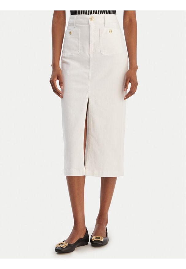 Liu Jo Spódnica jeansowa UA6259 D0275 Biały Regular Fit. Kolor: biały. Materiał: bawełna