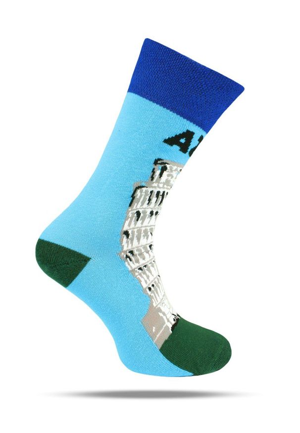 His Story - Skarpetki Bawełniane - Tematyczne - Krzywa Wieża w Pizie. Kolor: niebieski. Materiał: elastan, bawełna, poliamid